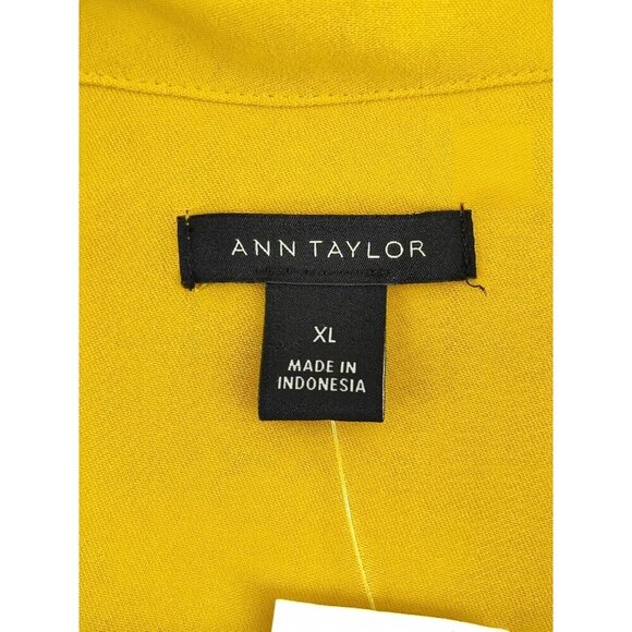 Ann Taylor Women's Yellow Tie Neck Classy Blouse Size XL - Picture 3 of 10
